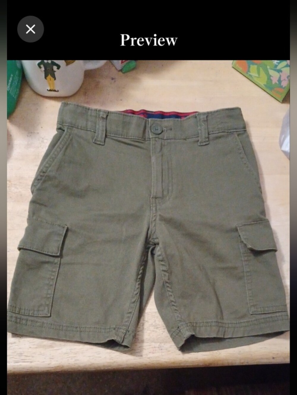 Levi's Olive Green Cargo Shorts For Boys in Size 8